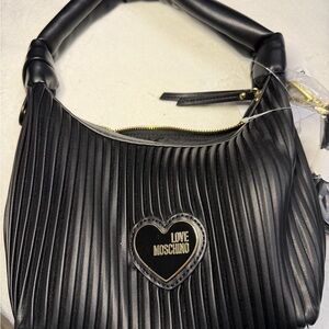 Love Moschino Black Heart Accent Shoulder Bag